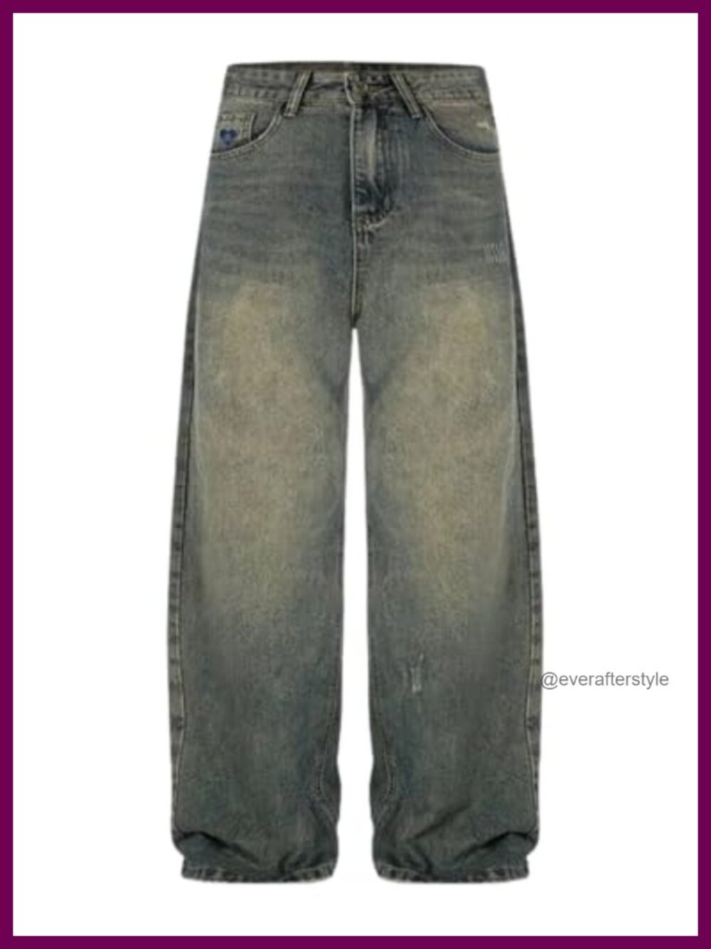 Aelfric Eden Womens Baggy Wide Leg Jeans Cut Off Hem Vintage Distressed Loose